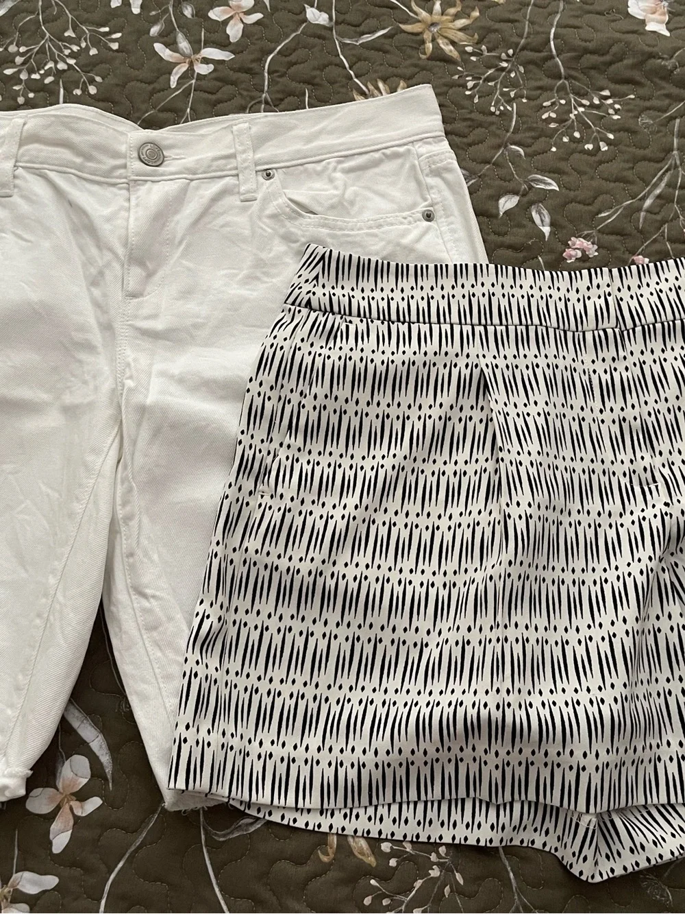 LOFT White High-Rise Jeans and white with black detail shorts. - Picture 1 of 7